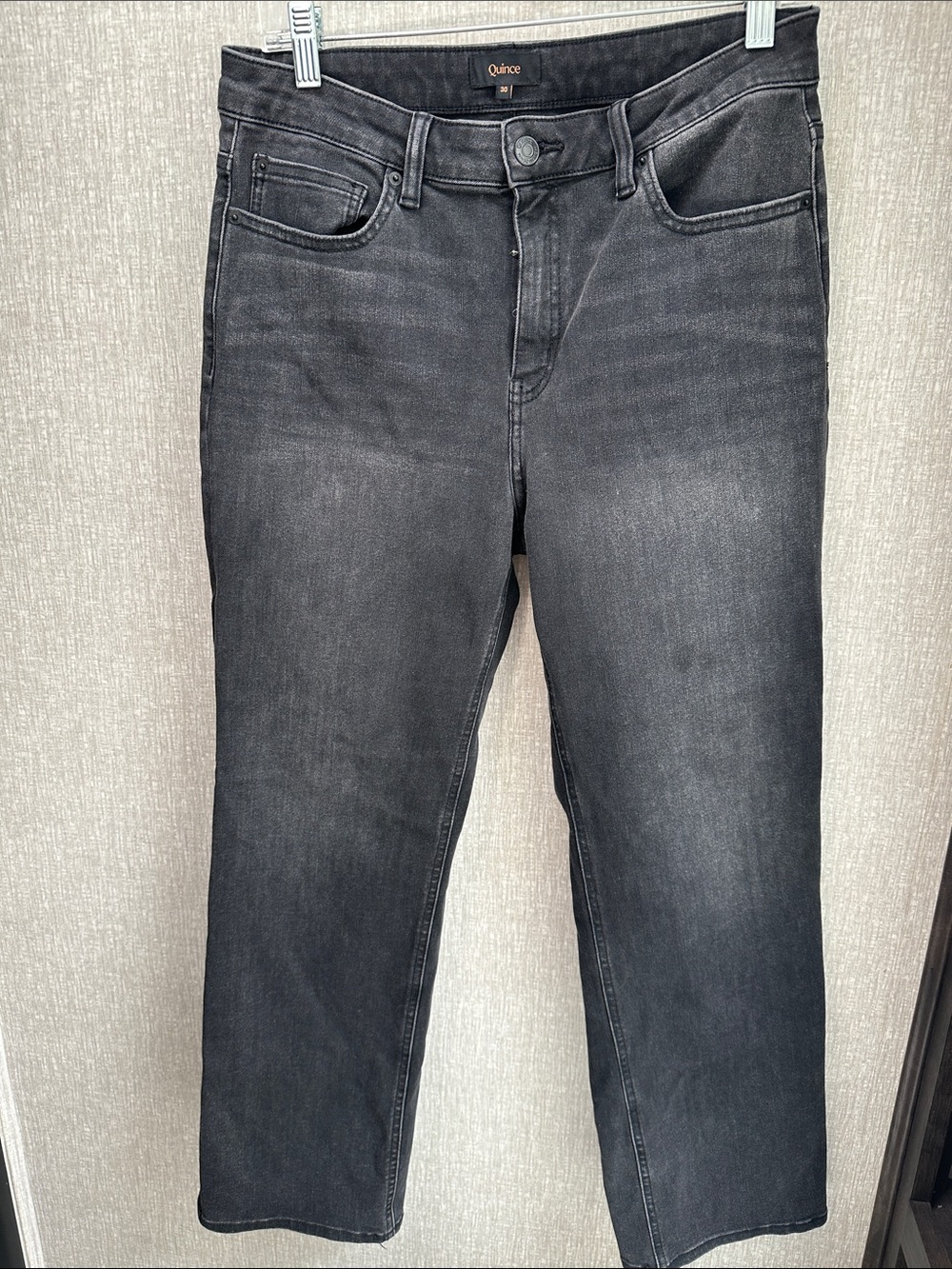 Quince Women's Washed Black stretch  Straight-Leg Jeans